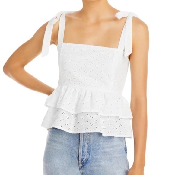 Lost + Wander Tops - Lost + Wander Eyelet Peplum Crop Top
